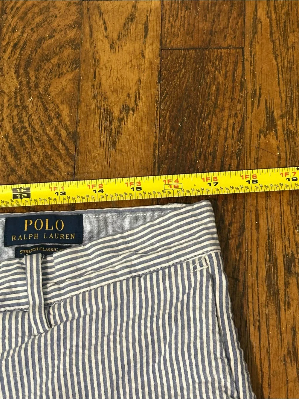 Polo by Ralph Lauren Navy and White Striped Flat Front Men’s Shorts